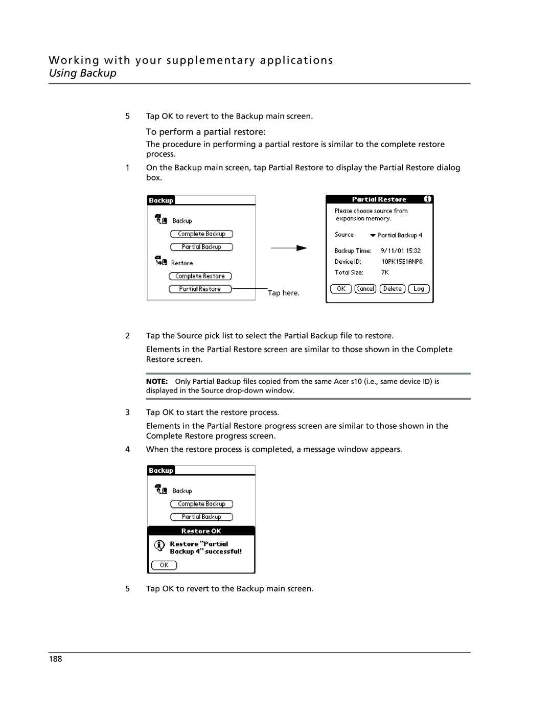 Acer s10 manual To perform a partial restore 