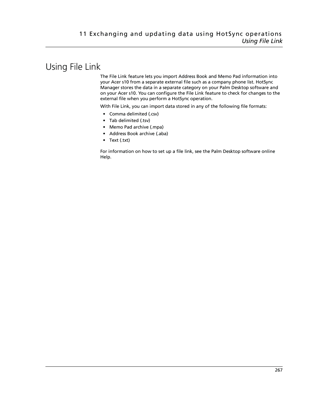 Acer s10 manual Using File Link 