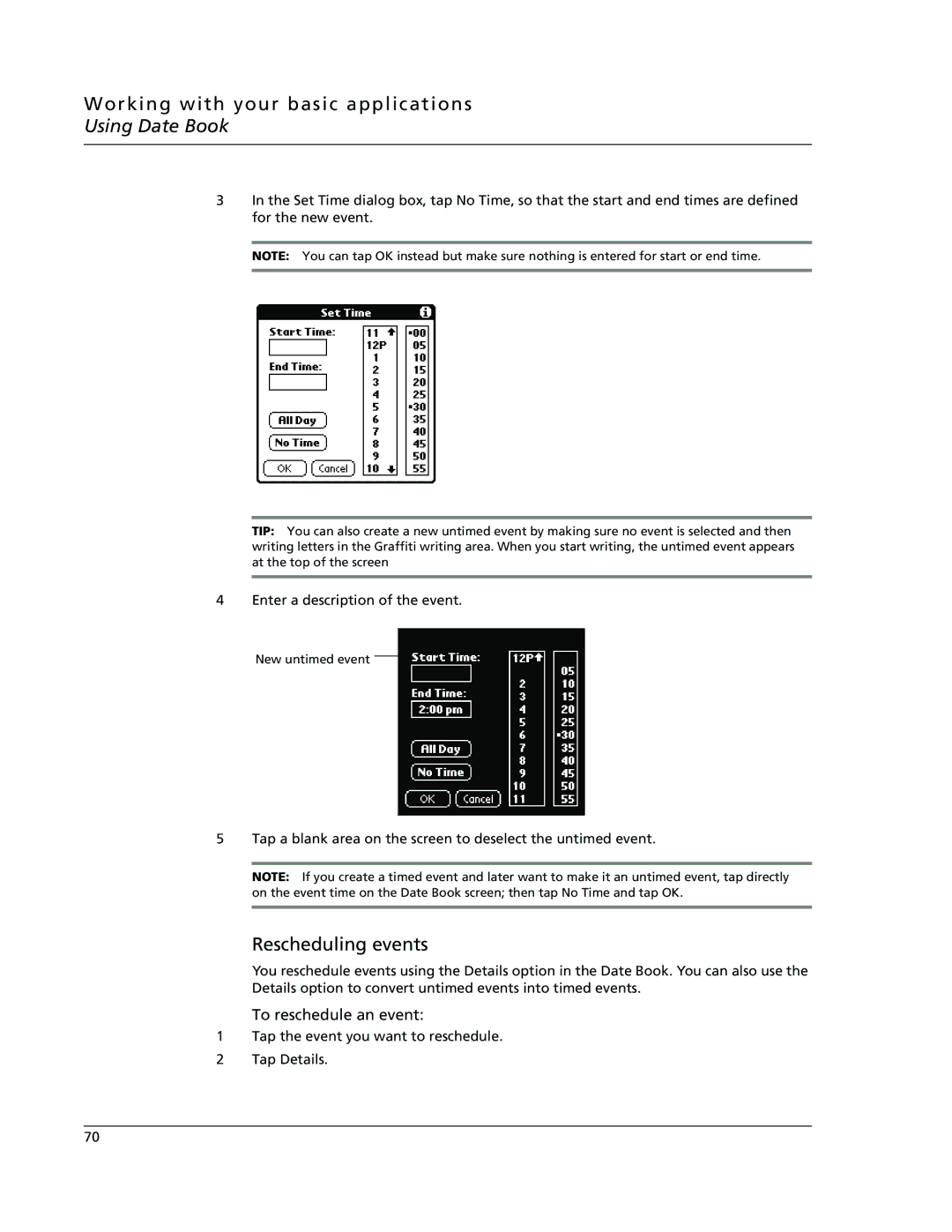 Acer s10 manual Rescheduling events, To reschedule an event 