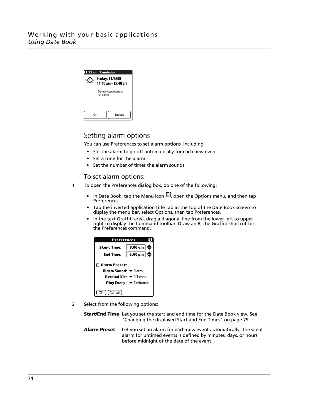 Acer s10 manual Setting alarm options, To set alarm options 