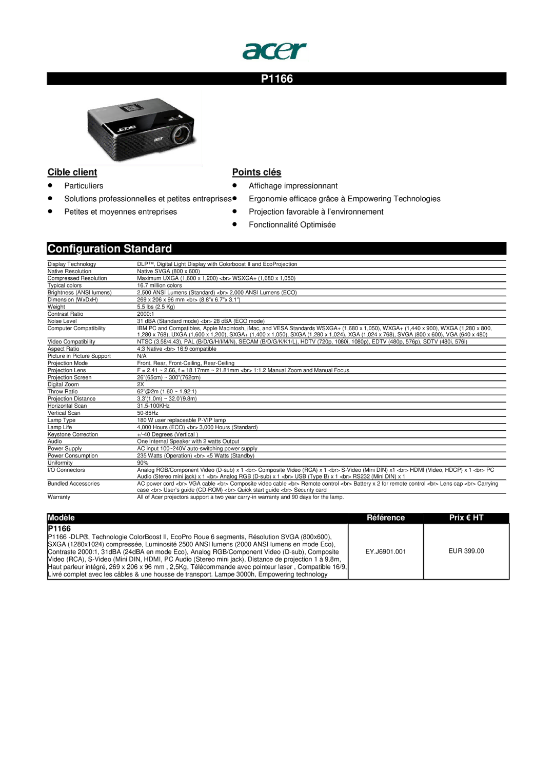 Acer S1200 manual P1166 