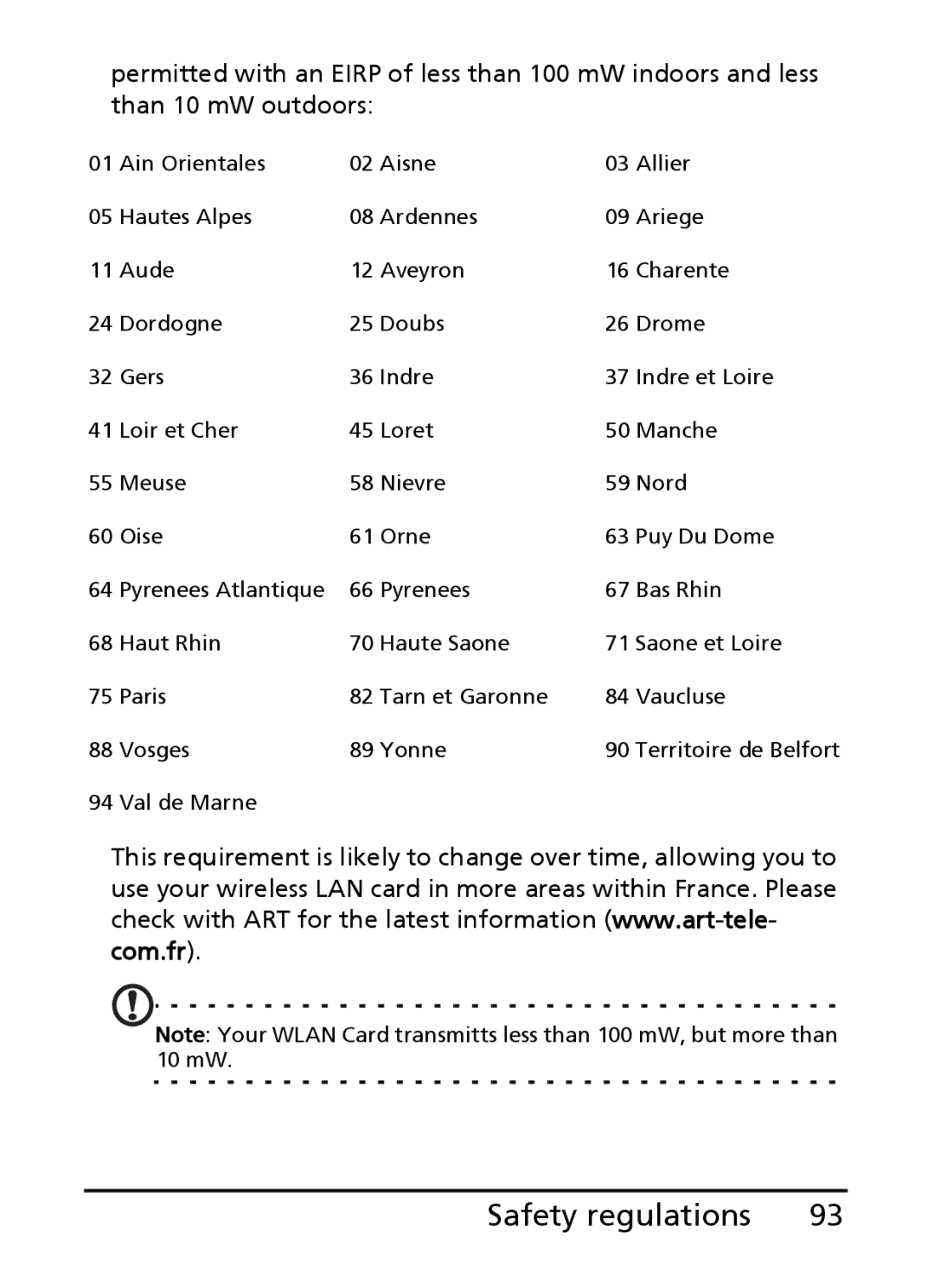 Acer S200 manual Safety regulations 