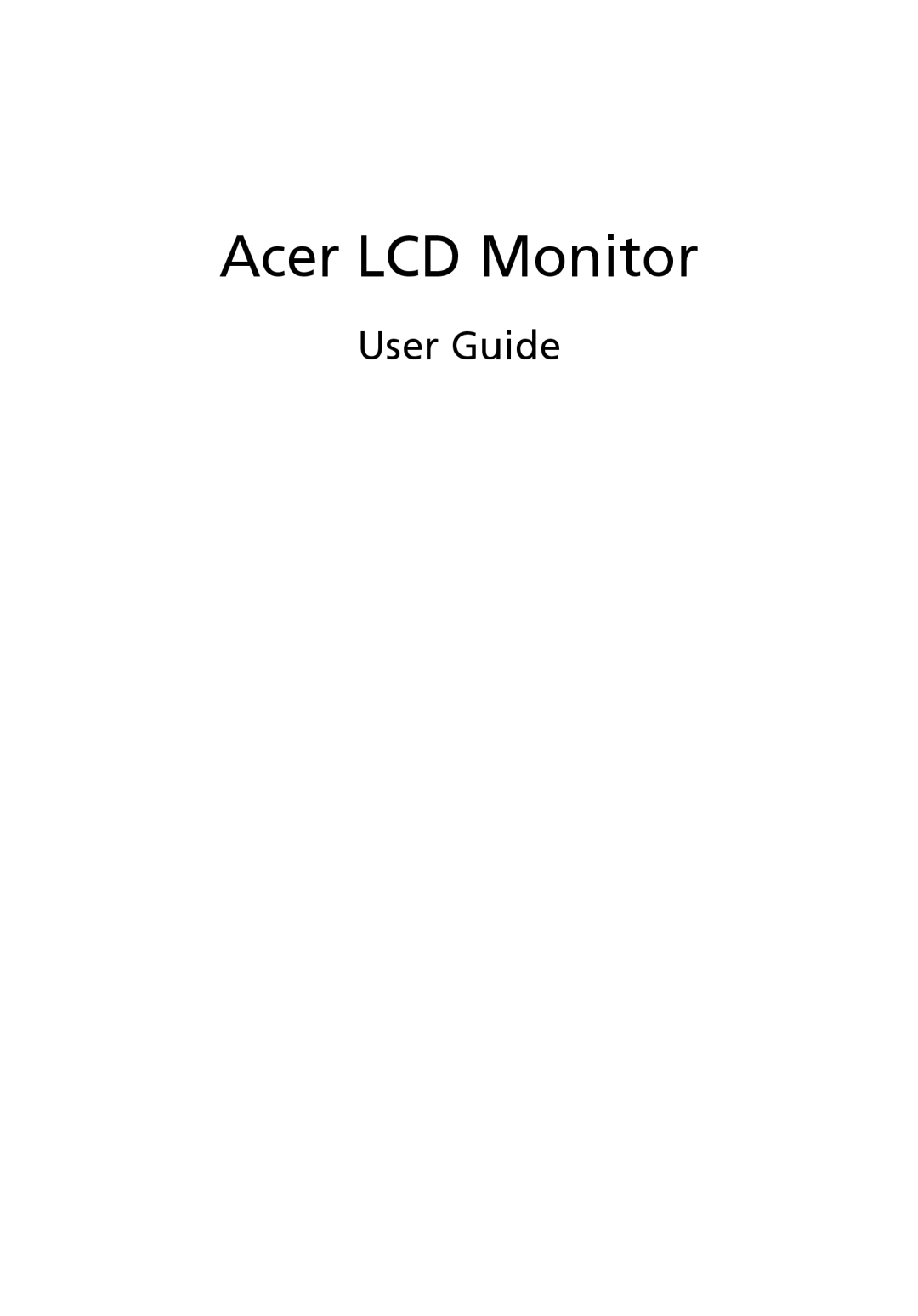 Acer S243HL manual User Guide, Acer LCD Monitor 