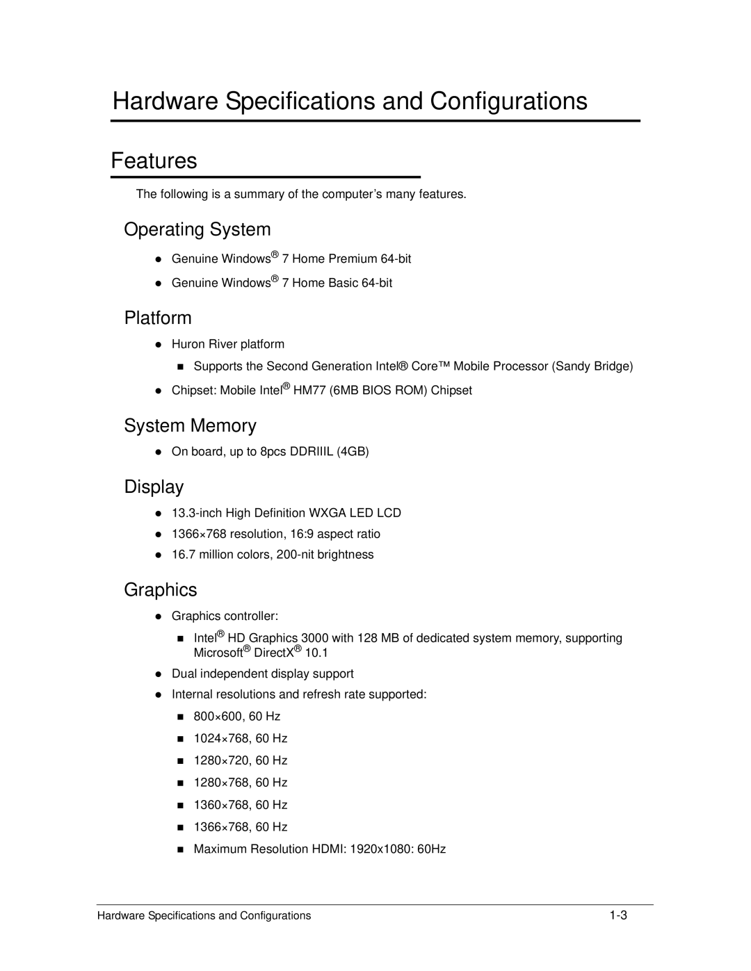 Acer S3 MS2346 manual Features 