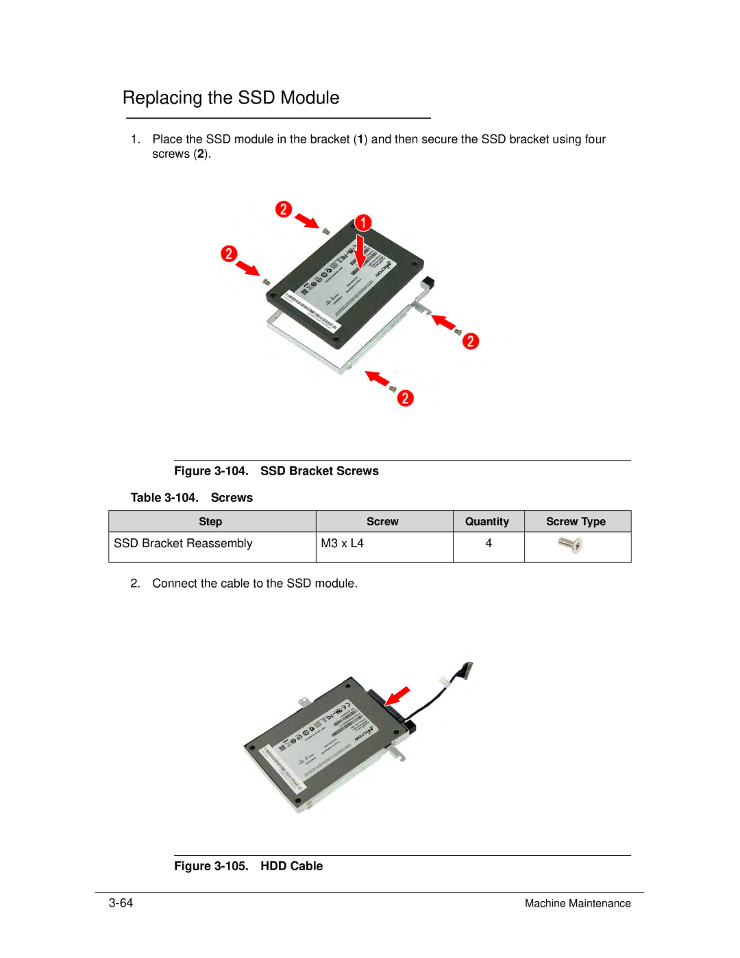 Acer S3 MS2346 manual Replacing the SSD Module, SSD Bracket Reassembly M3 x L4 