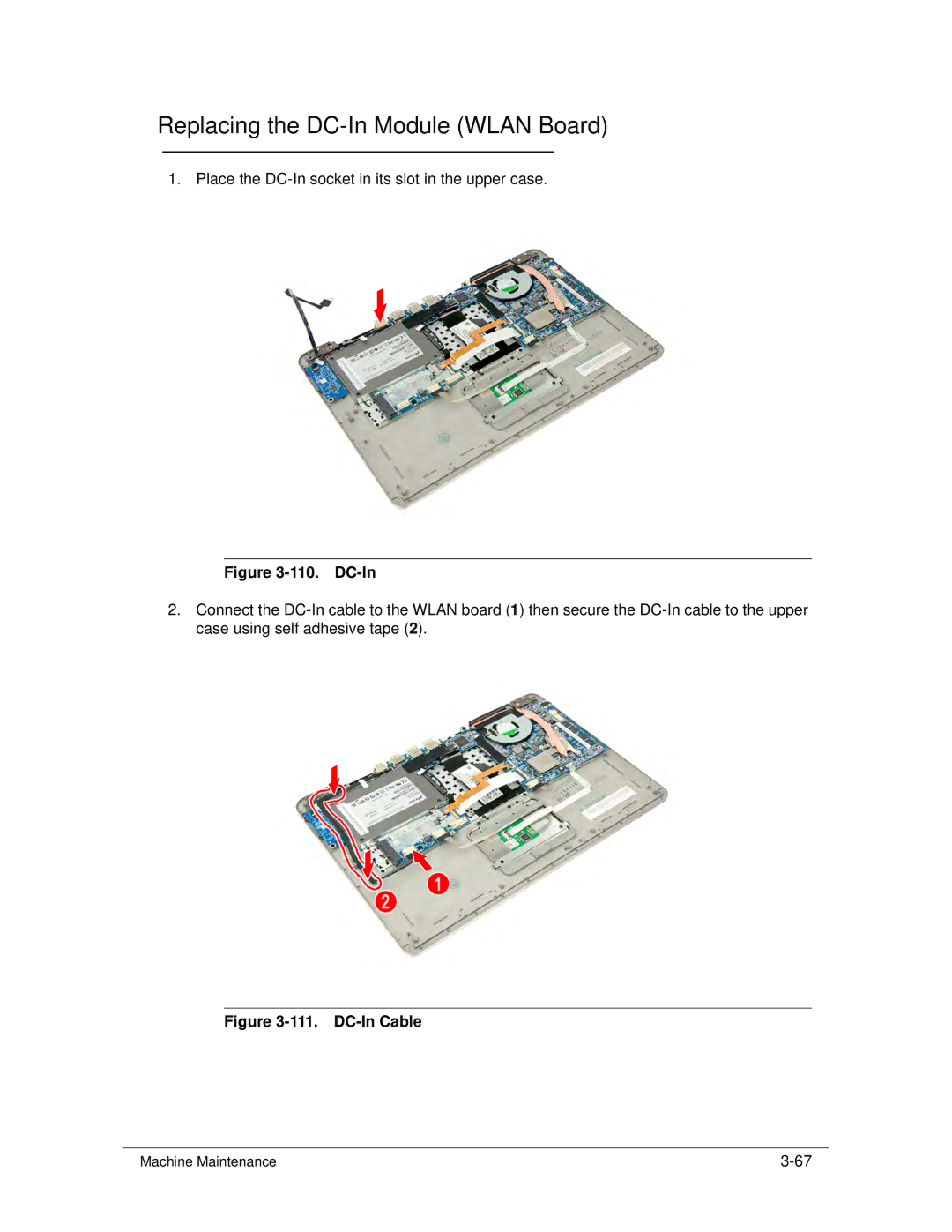 Acer S3 MS2346 manual Replacing the DC-In Module Wlan Board 