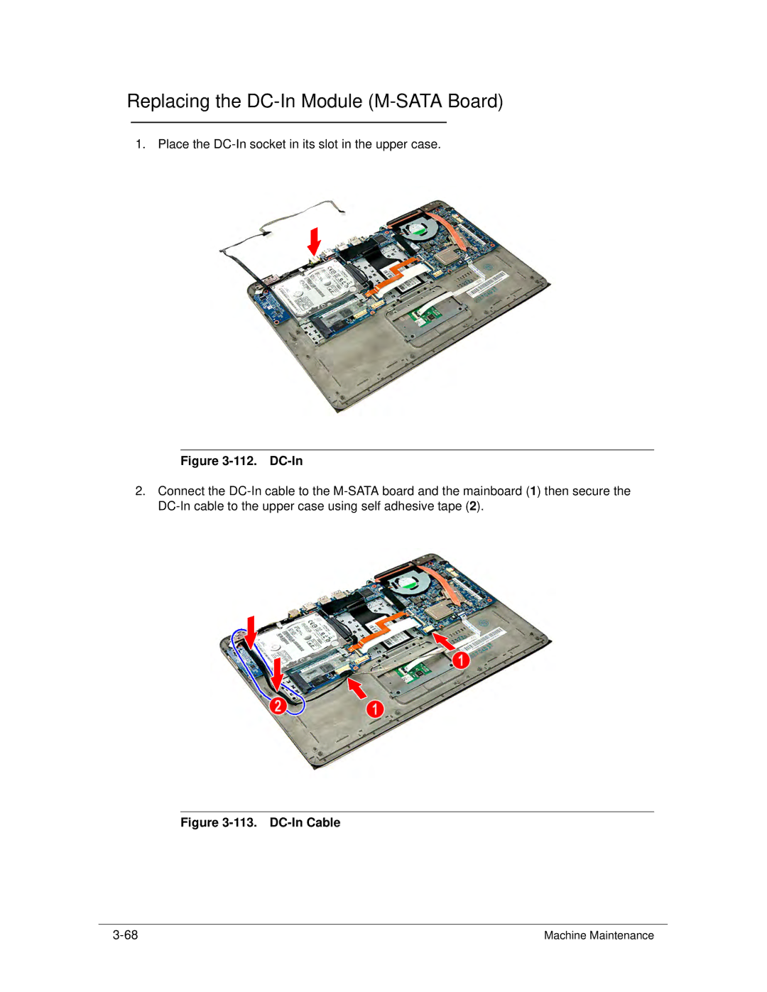 Acer S3 MS2346 manual Replacing the DC-In Module M-SATA Board 