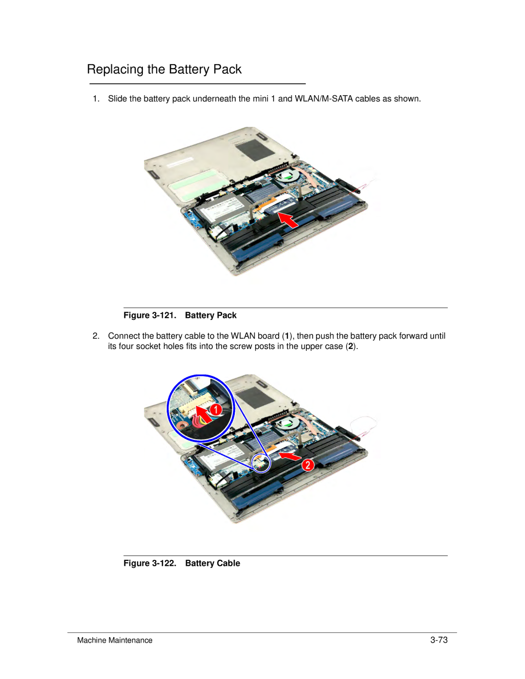 Acer S3 MS2346 manual Replacing the Battery Pack 