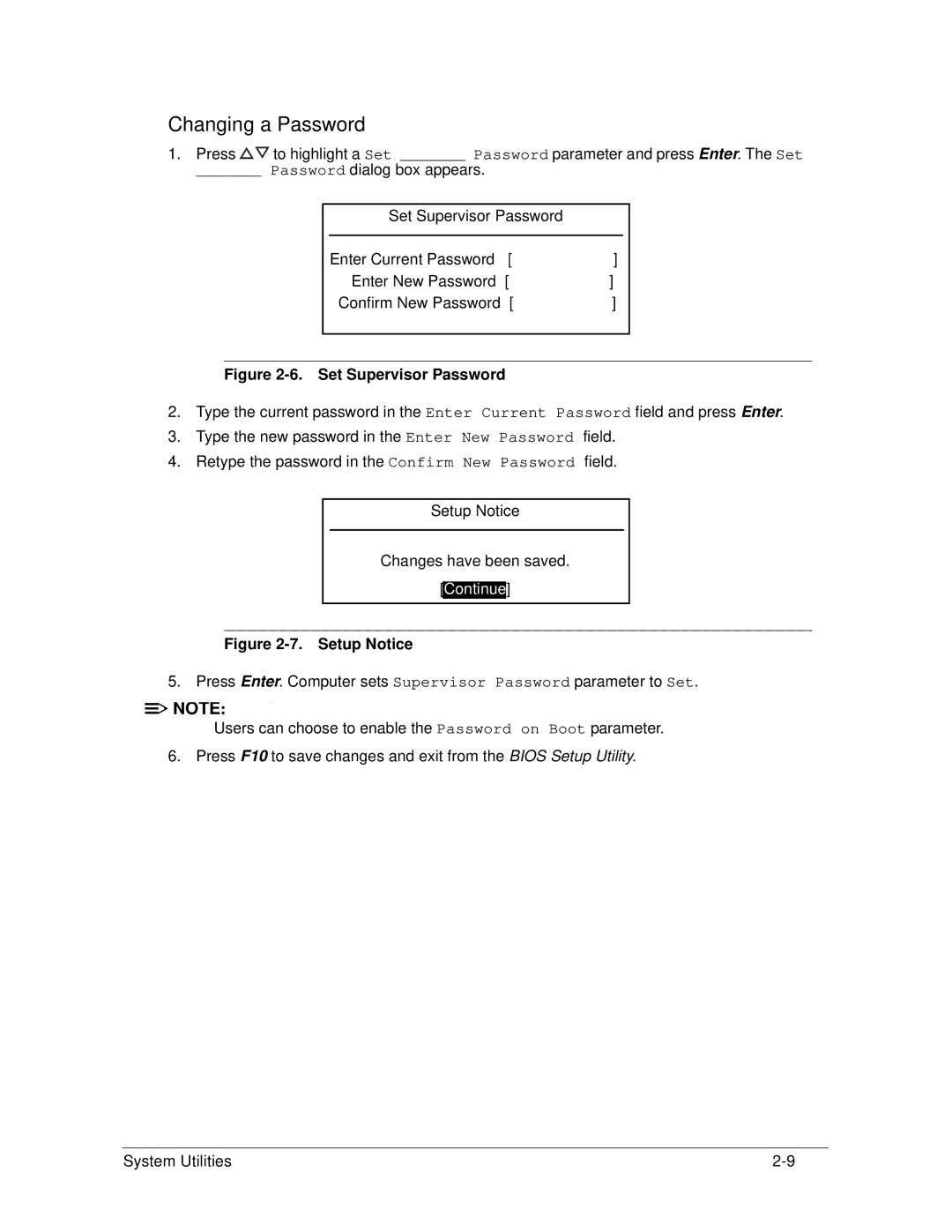 Acer S3 MS2346 manual Changing a Password, Setup Notice 