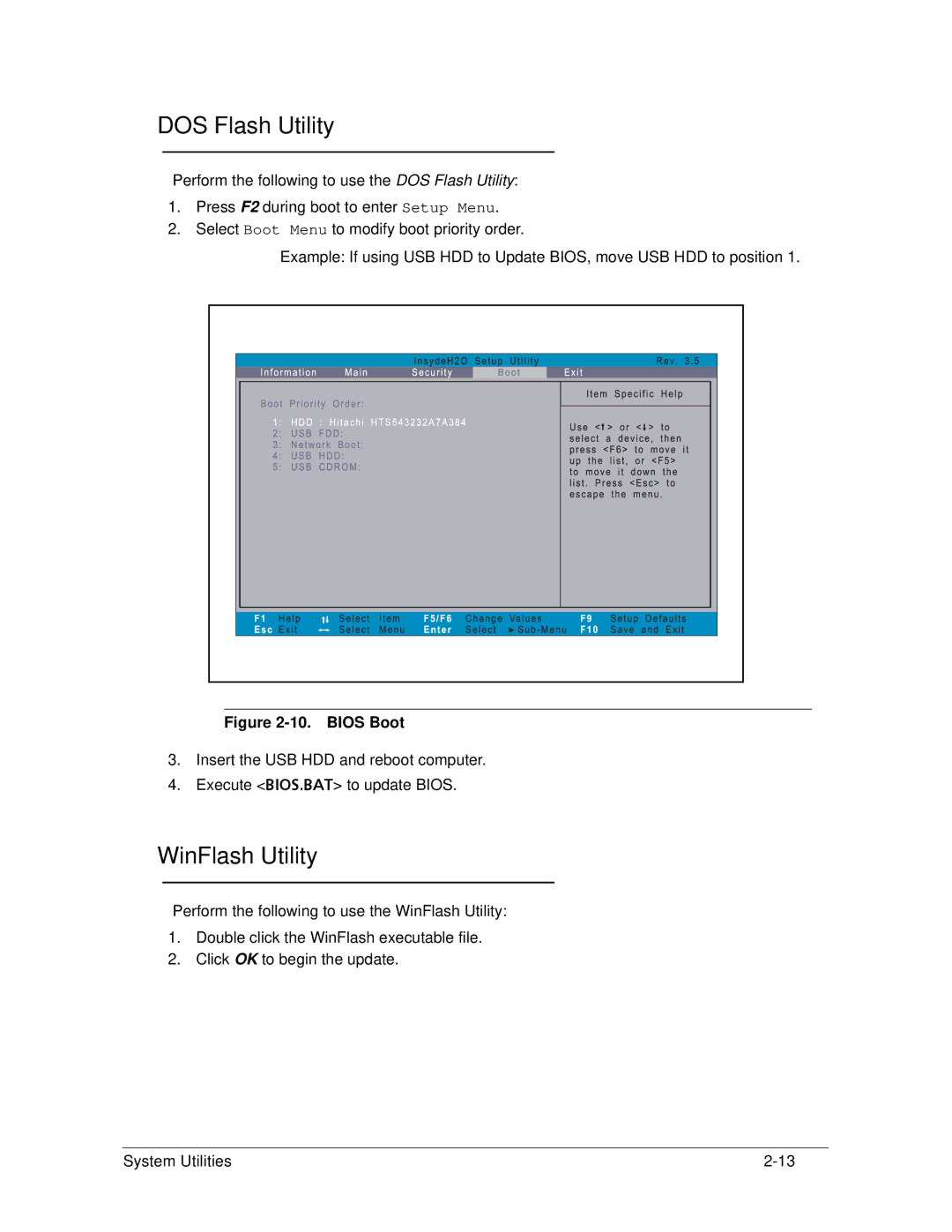 Acer S3 MS2346 manual DOS Flash Utility, WinFlash Utility 