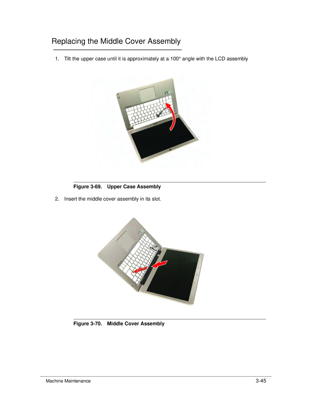 Acer S3 MS2346 manual Replacing the Middle Cover Assembly, Upper Case Assembly 