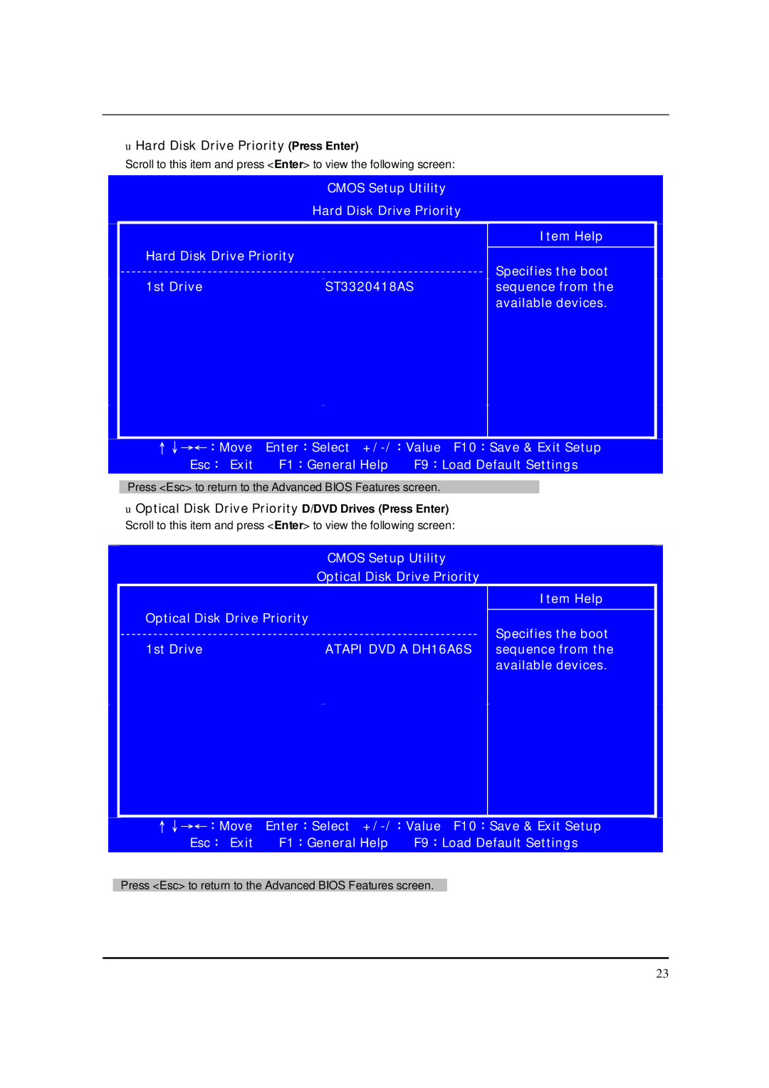 Acer S3811 manual Sequence from Available devices 