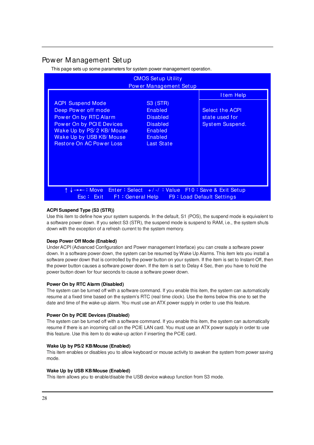 Acer S3811 manual Power Management Setup 