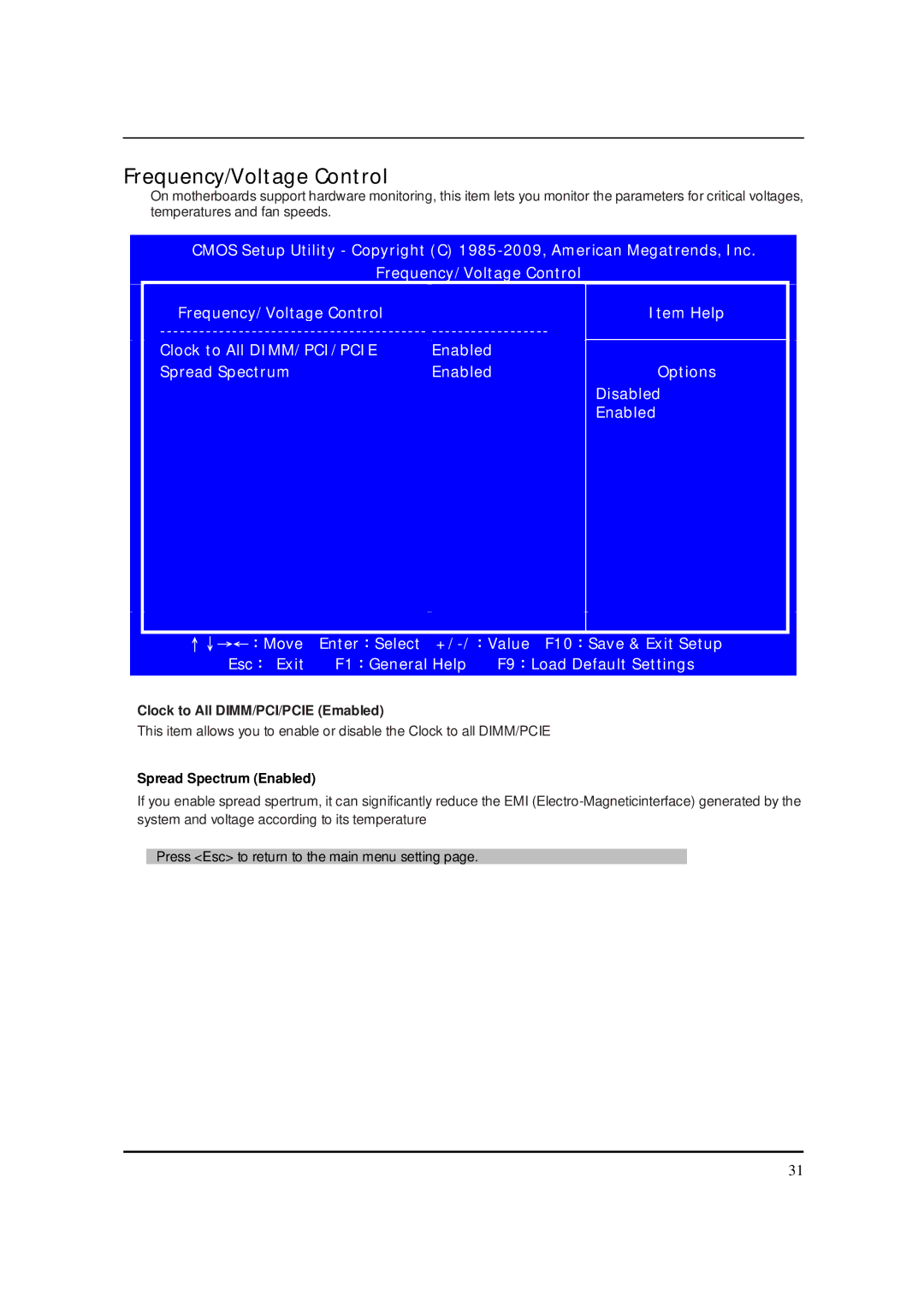 Acer S3811 manual Frequency/Voltage Control, Spread Spectrum Enabled 