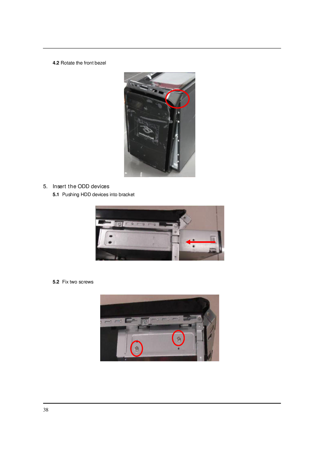 Acer S3811 manual Insert the ODD devices 