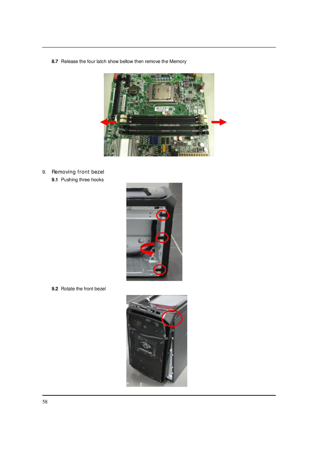 Acer S3811 manual Release the four latch show bellow then remove the Memory 