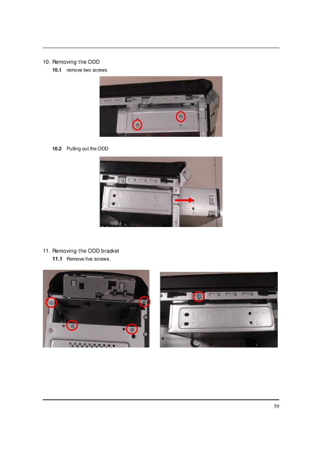 Acer S3811 manual Removing the ODD bracket 