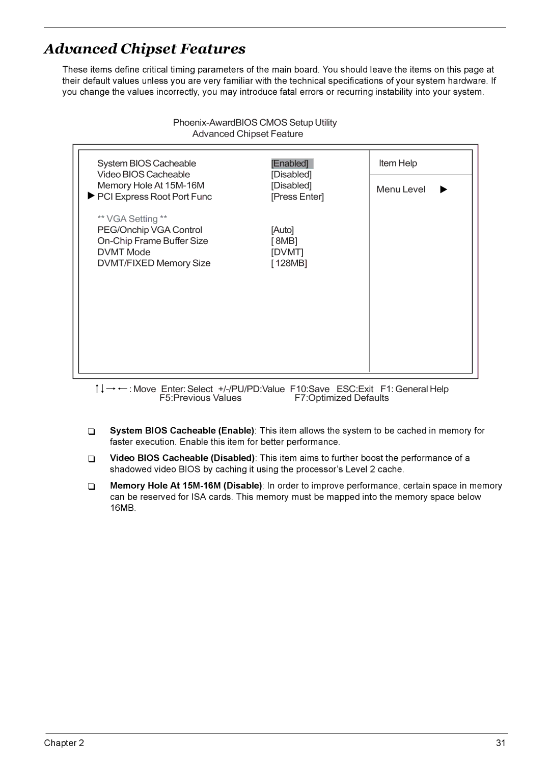 Acer M5600, S461, M461, M3600 manual Advanced Chipset Features, Dvmt 