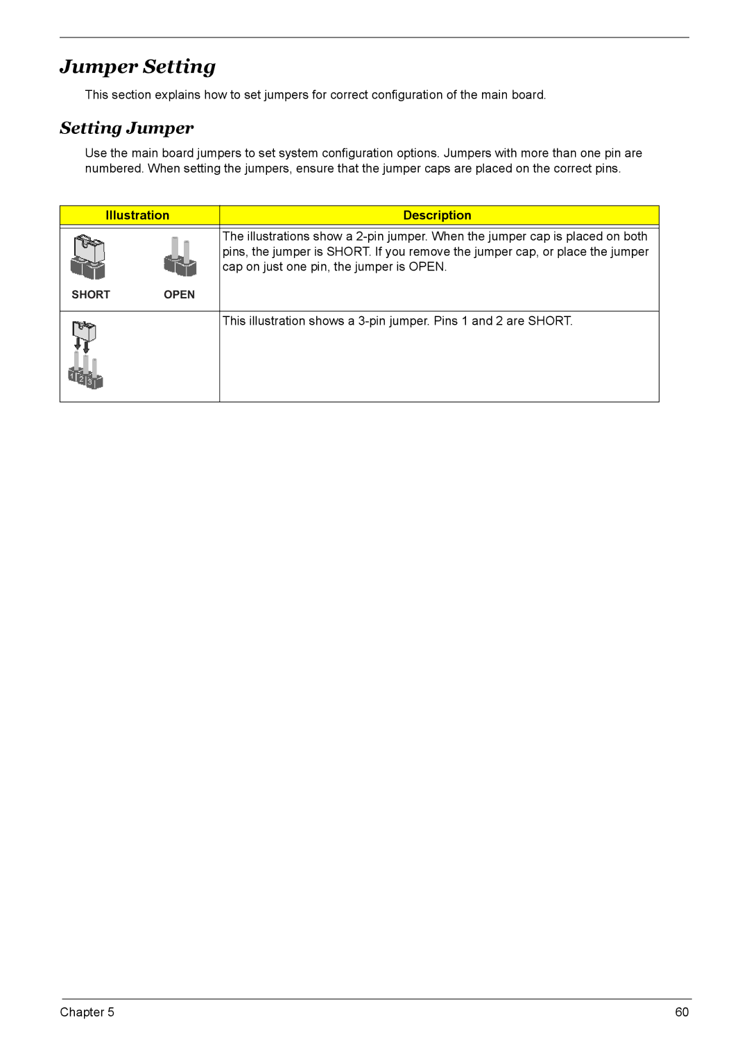 Acer M461, S461, M3600, M5600 manual Jumper Setting, Setting Jumper 