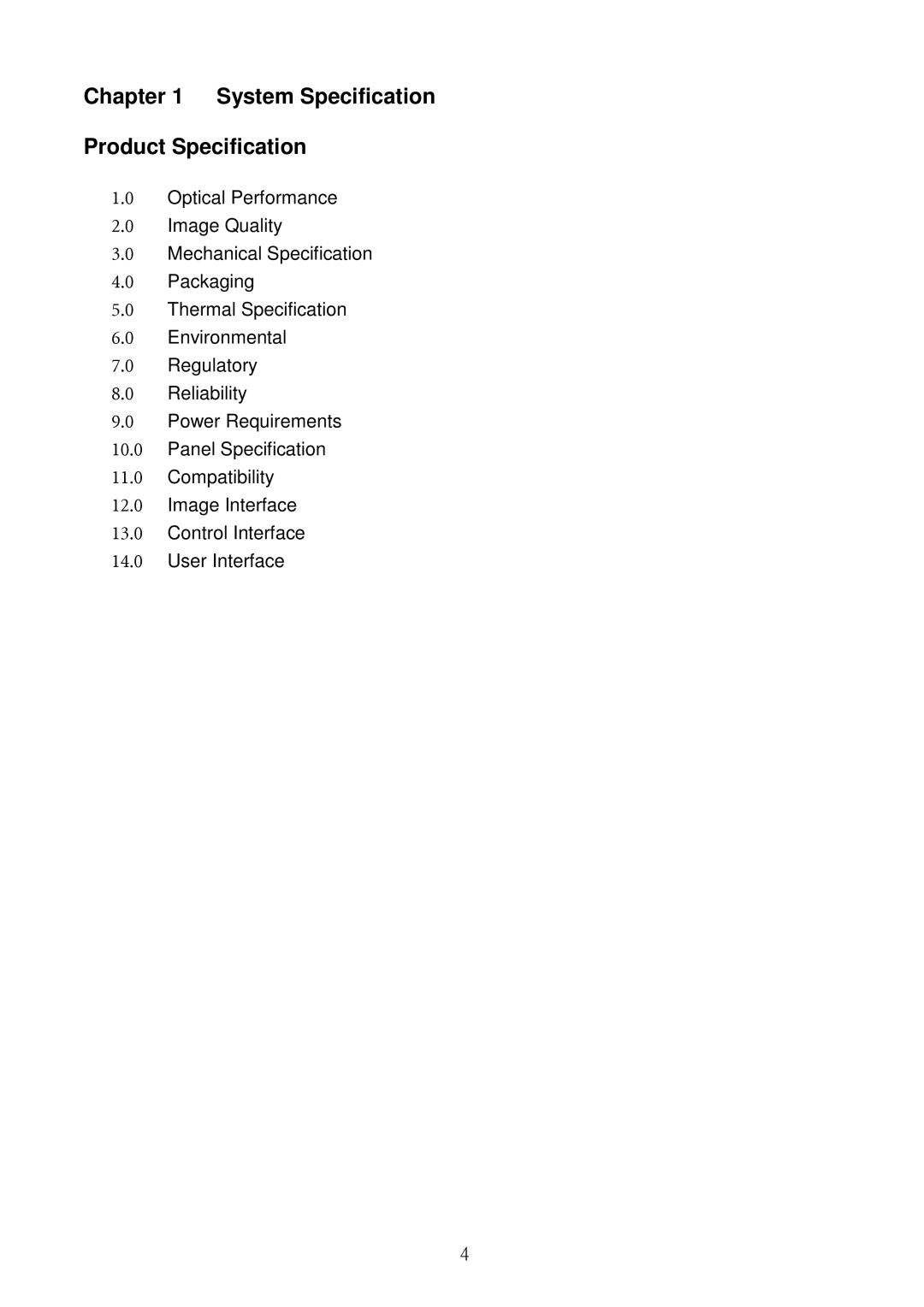 Acer S5201B, S5301WB service manual System Specification Product Specification 