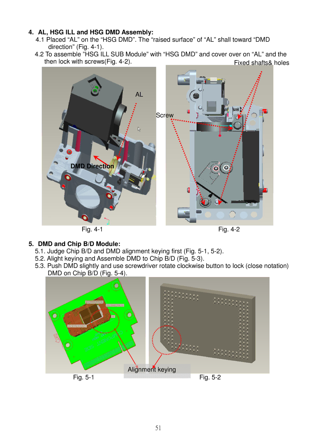 Acer S5301WB, S5201B service manual AL, HSG ILL and HSG DMD Assembly, DMD Direction DMD and Chip B/D Module 