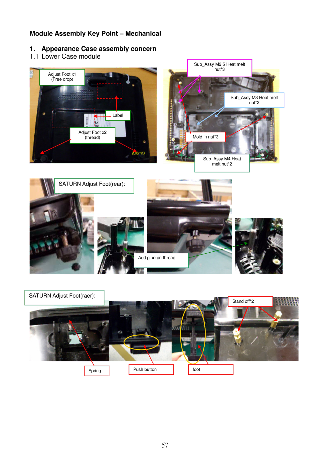 Acer S5301WB, S5201B service manual Lower Case module 