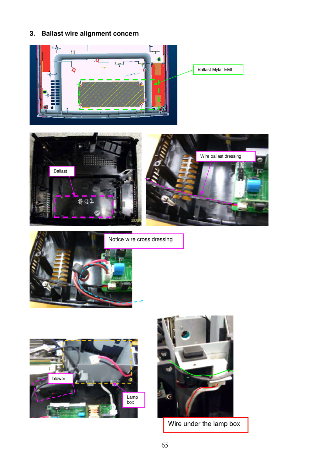 Acer S5301WB, S5201B service manual Ballast wire alignment concern 