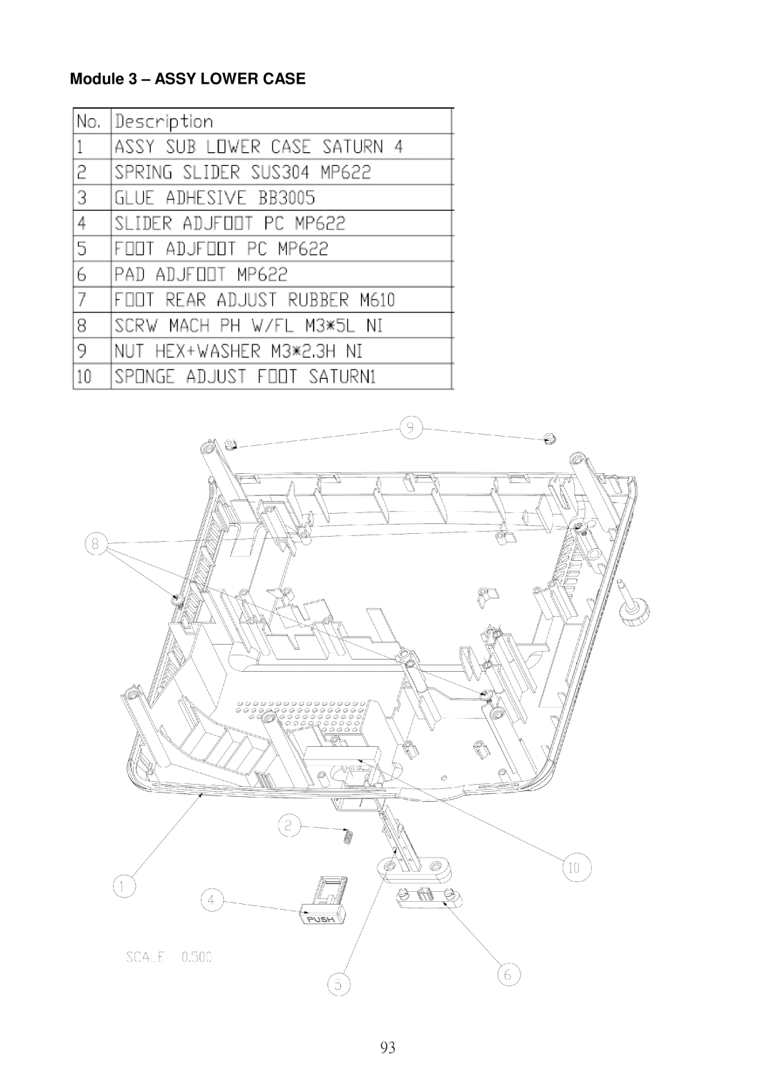 Acer S5301WB, S5201B service manual Module 3 Assy Lower Case 