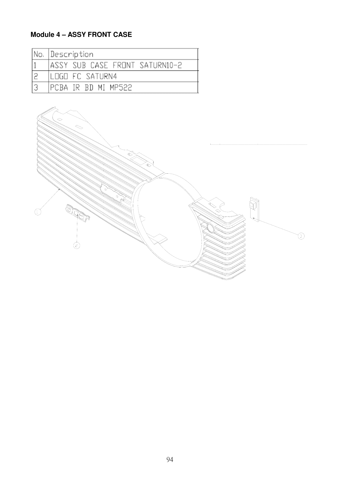 Acer S5201B, S5301WB service manual Module 4 Assy Front Case 