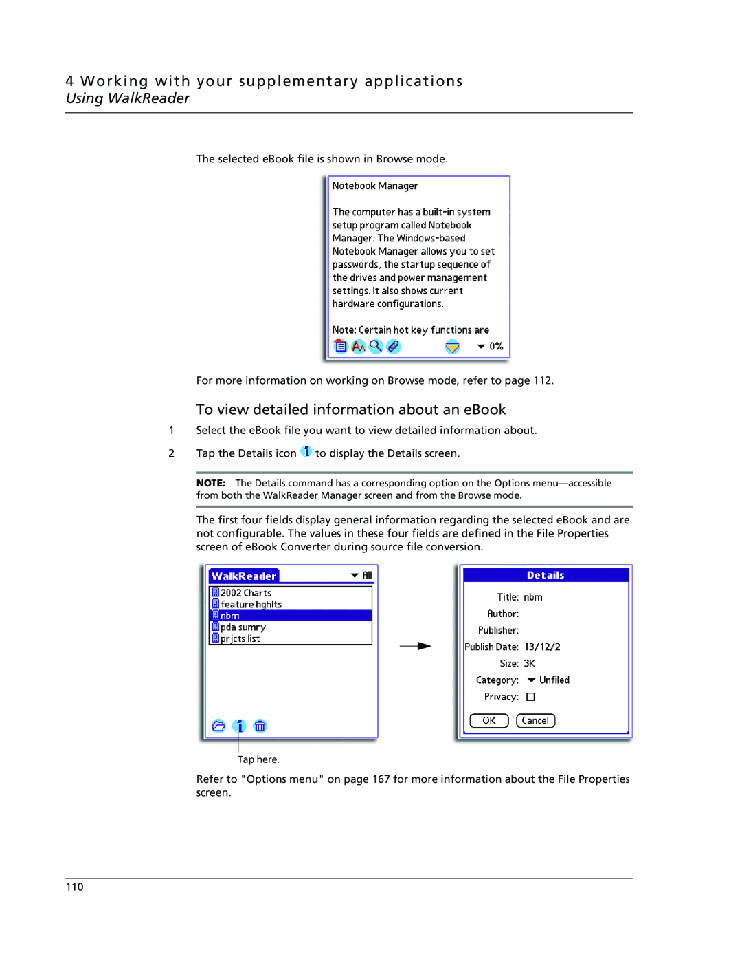 Acer s60, s50 user manual To view detailed information about an eBook 