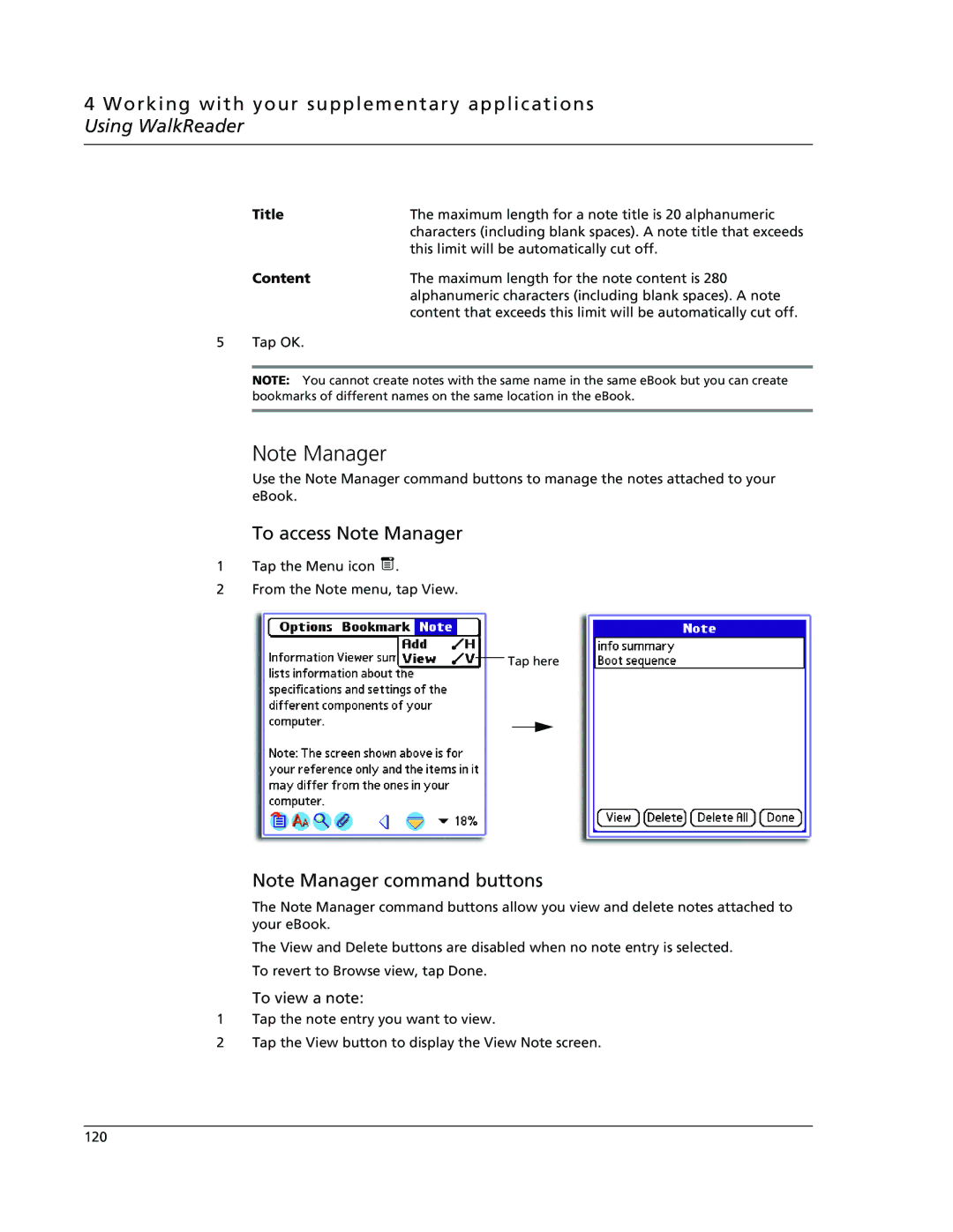 Acer s60, s50 user manual To access Note Manager, To view a note, Content 