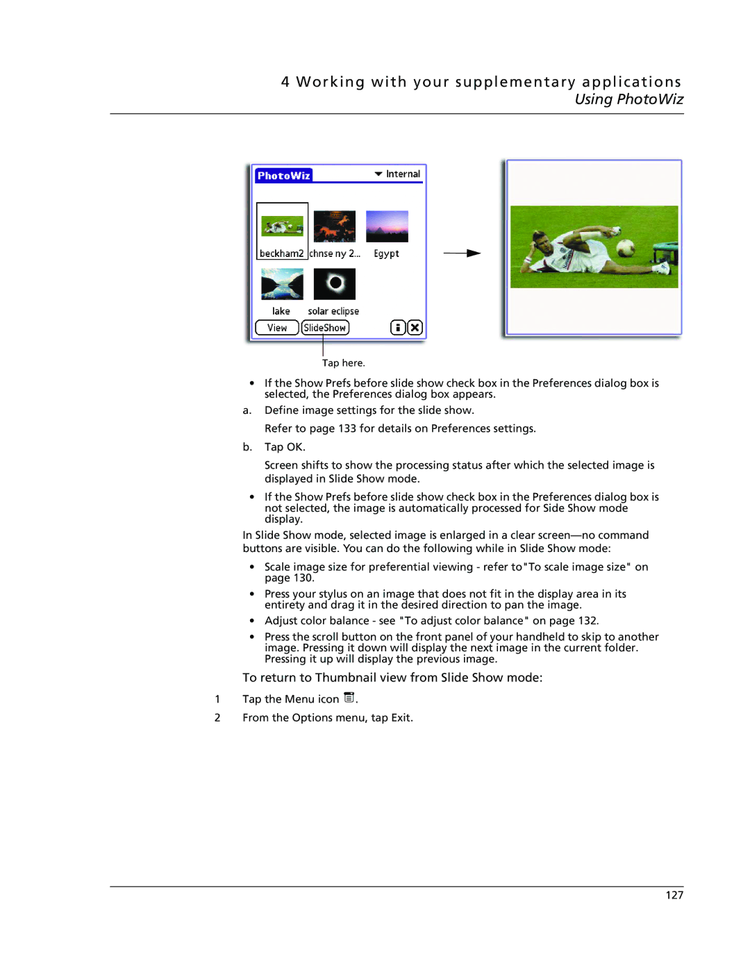 Acer s50, s60 user manual To return to Thumbnail view from Slide Show mode 