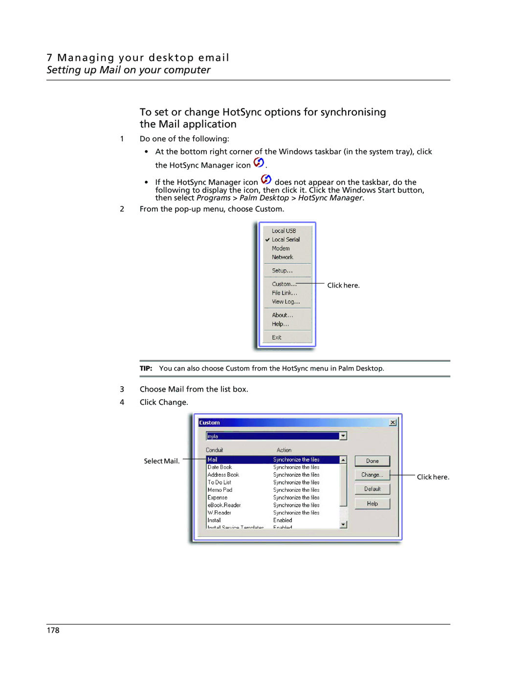 Acer s60, s50 user manual Choose Mail from the list box Click Change 