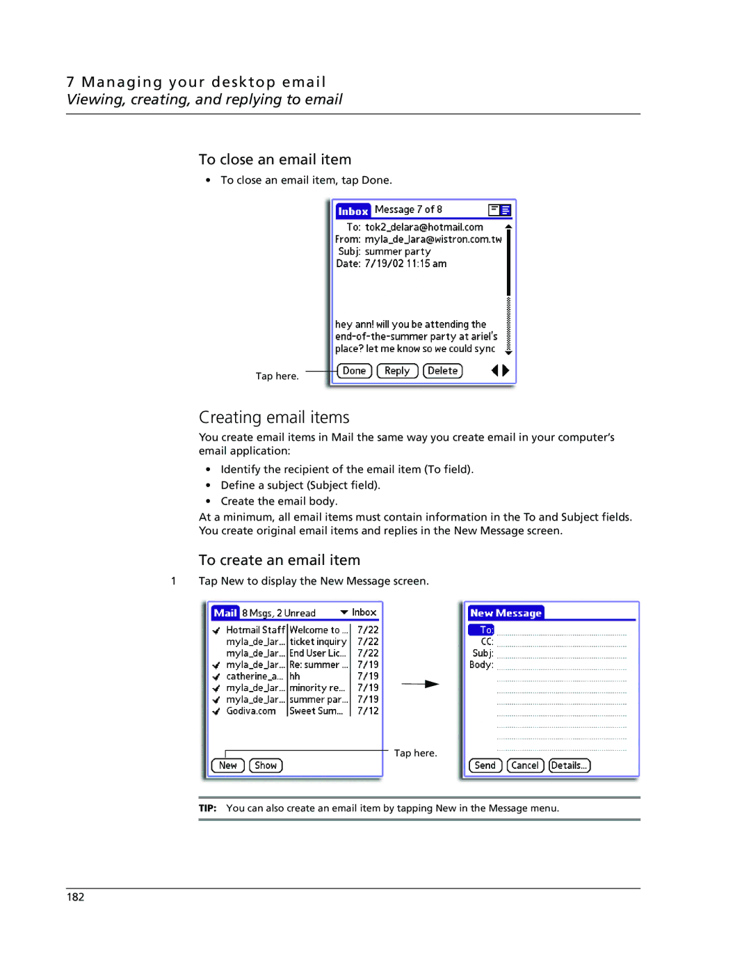 Acer s60, s50 user manual Creating email items, To create an email item 