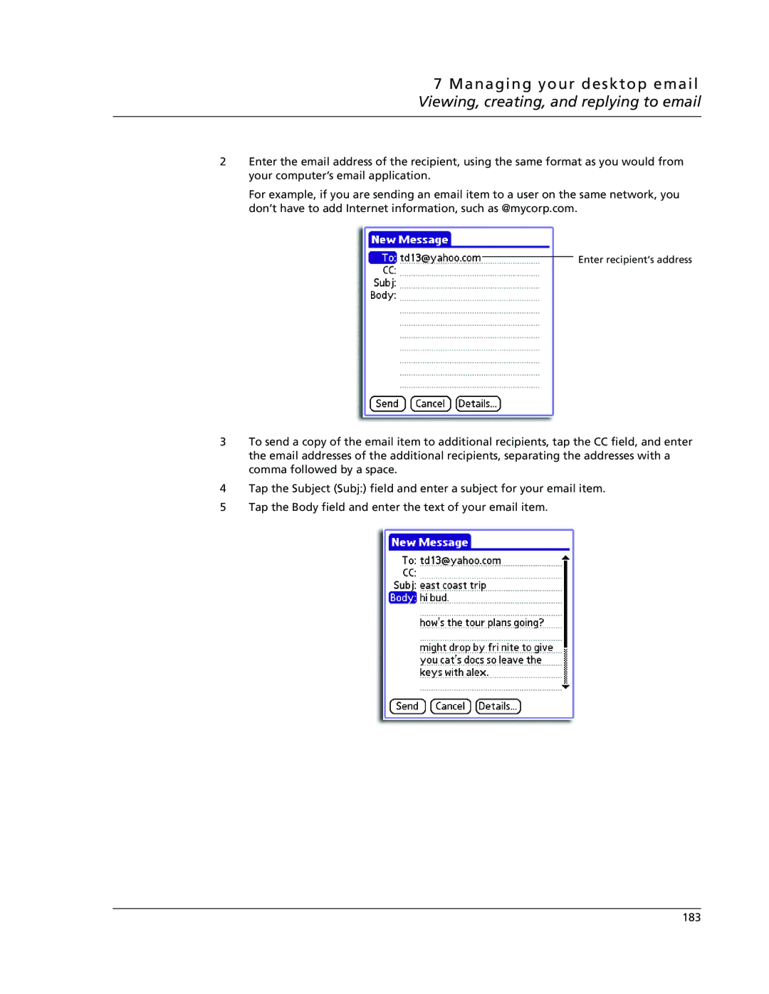 Acer s50, s60 user manual Enter recipient’s address 