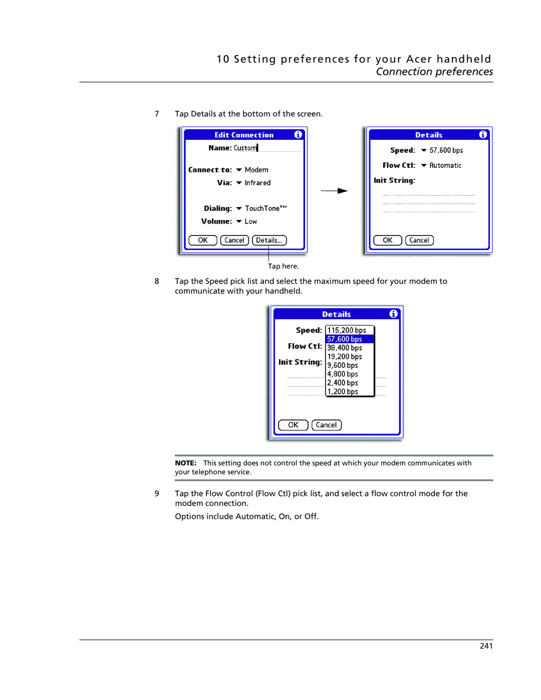 Acer s50, s60 user manual Tap Details at the bottom of the screen 