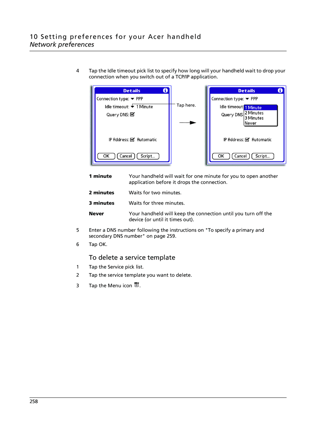 Acer s60, s50 user manual To delete a service template 