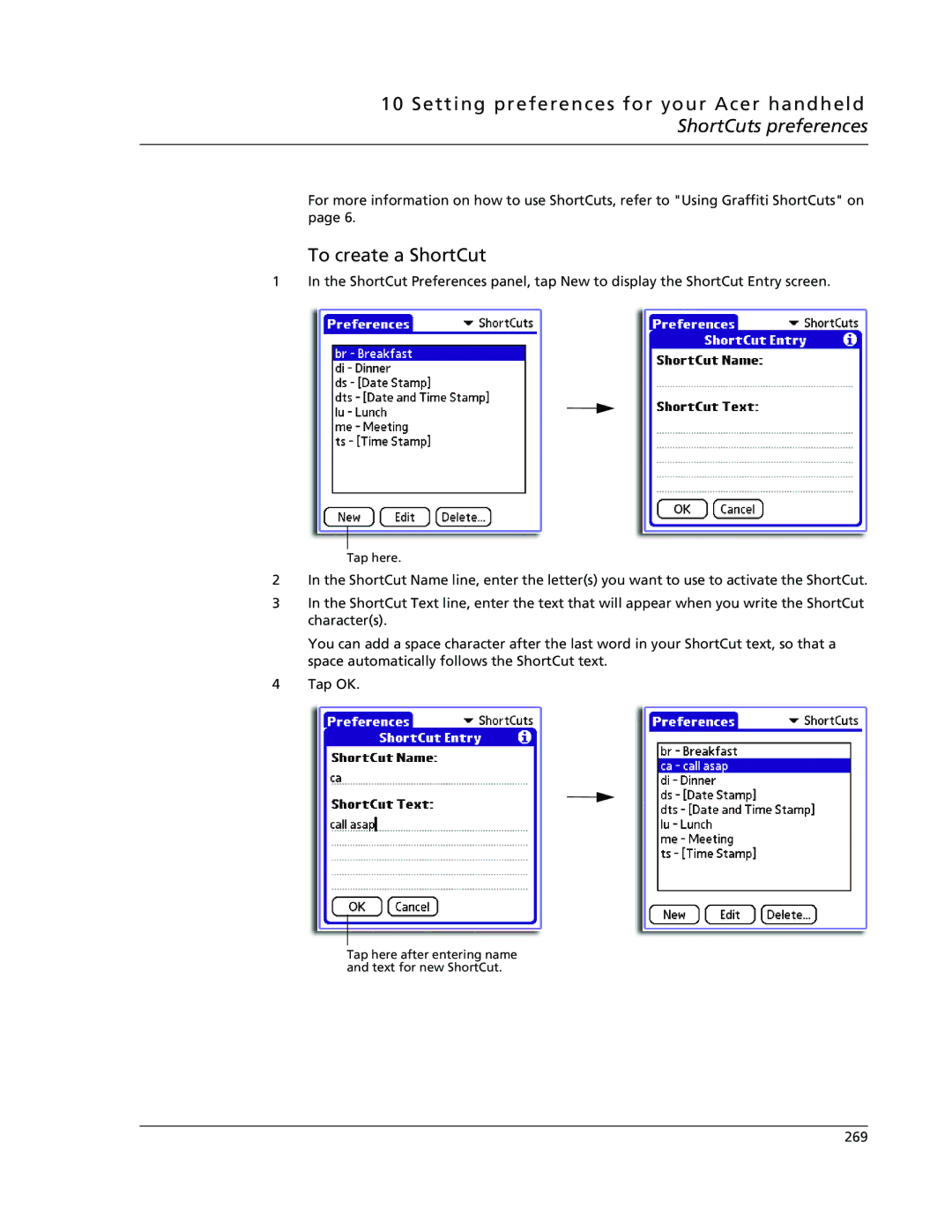 Acer s50, s60 user manual To create a ShortCut 