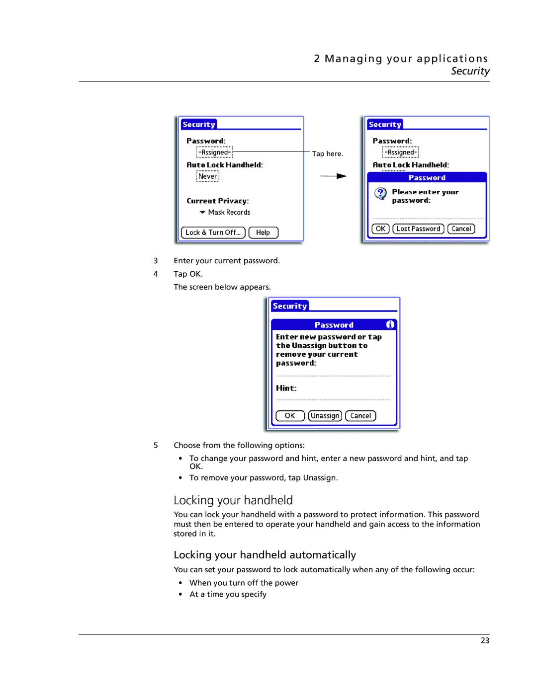 Acer s50, s60 user manual Locking your handheld automatically 