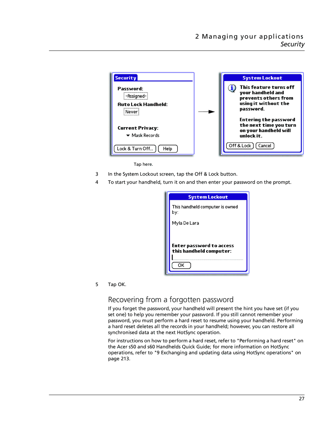 Acer s50, s60 user manual Recovering from a forgotten password 