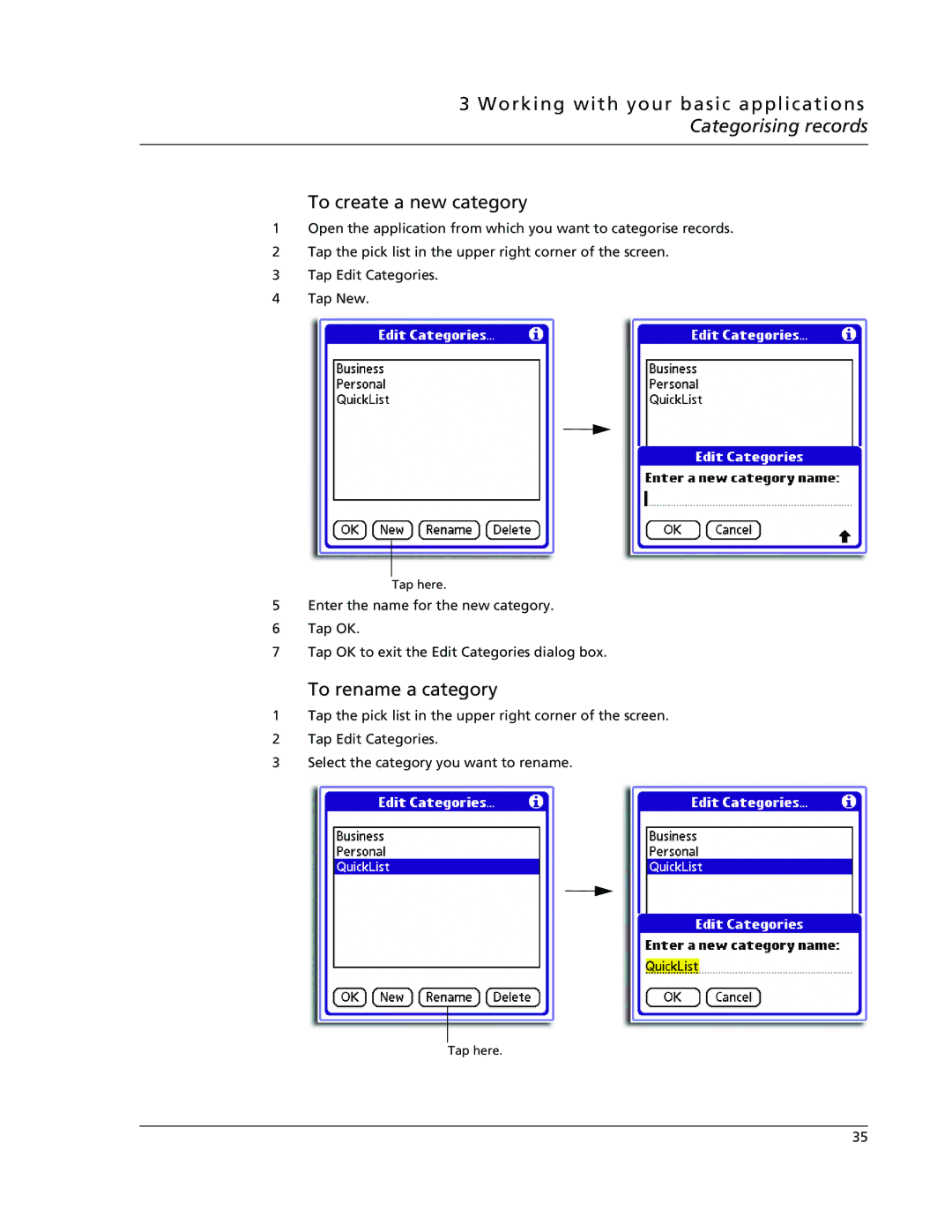 Acer s50, s60 user manual To rename a category 