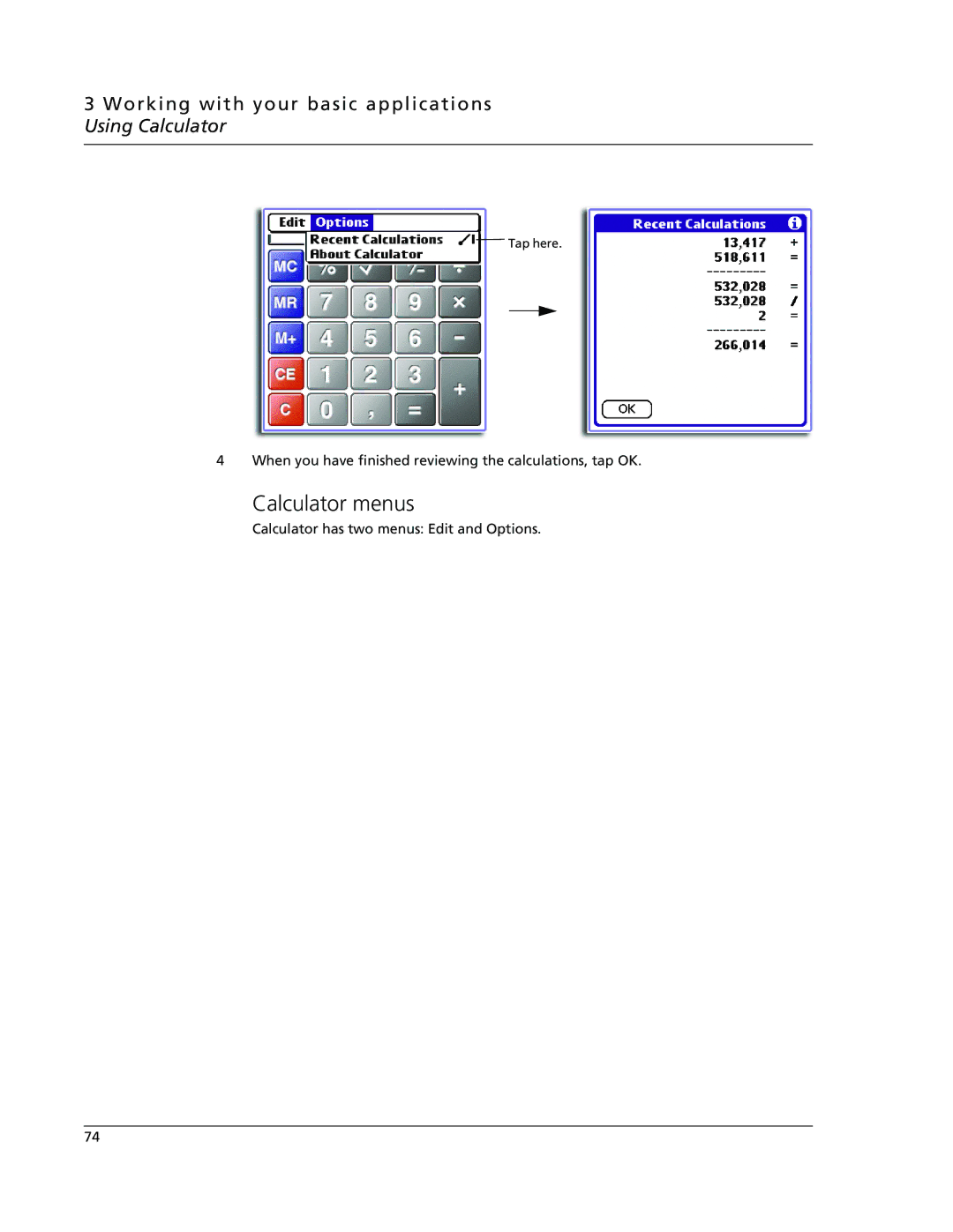 Acer s60, s50 user manual Calculator menus 