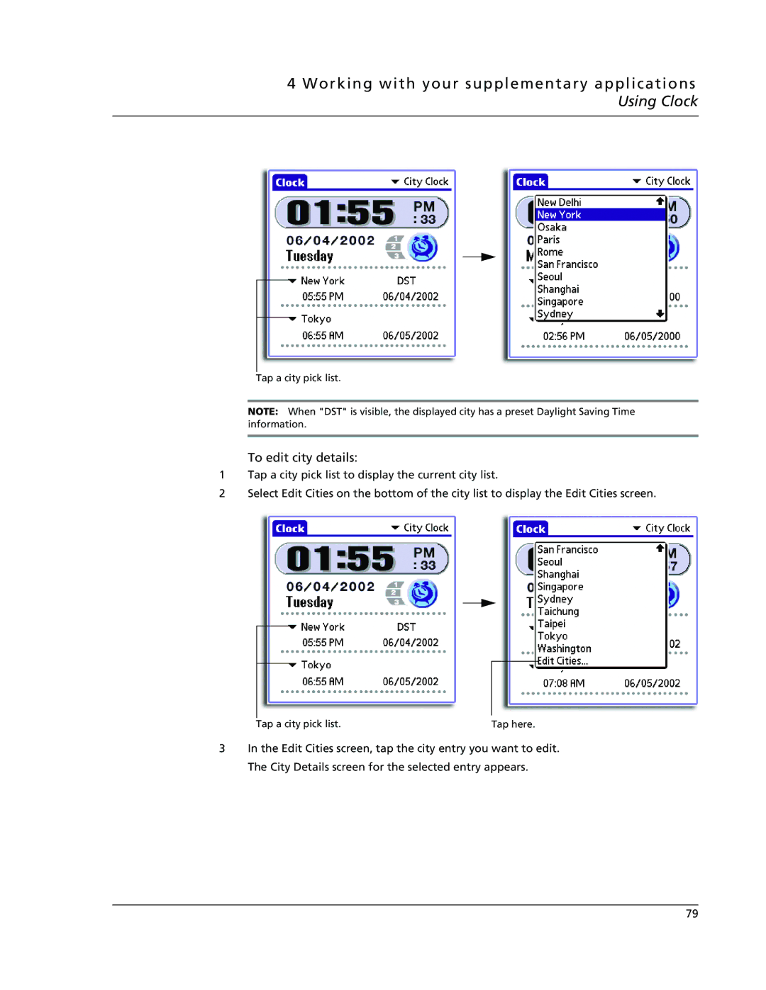 Acer s50, s60 user manual To edit city details 