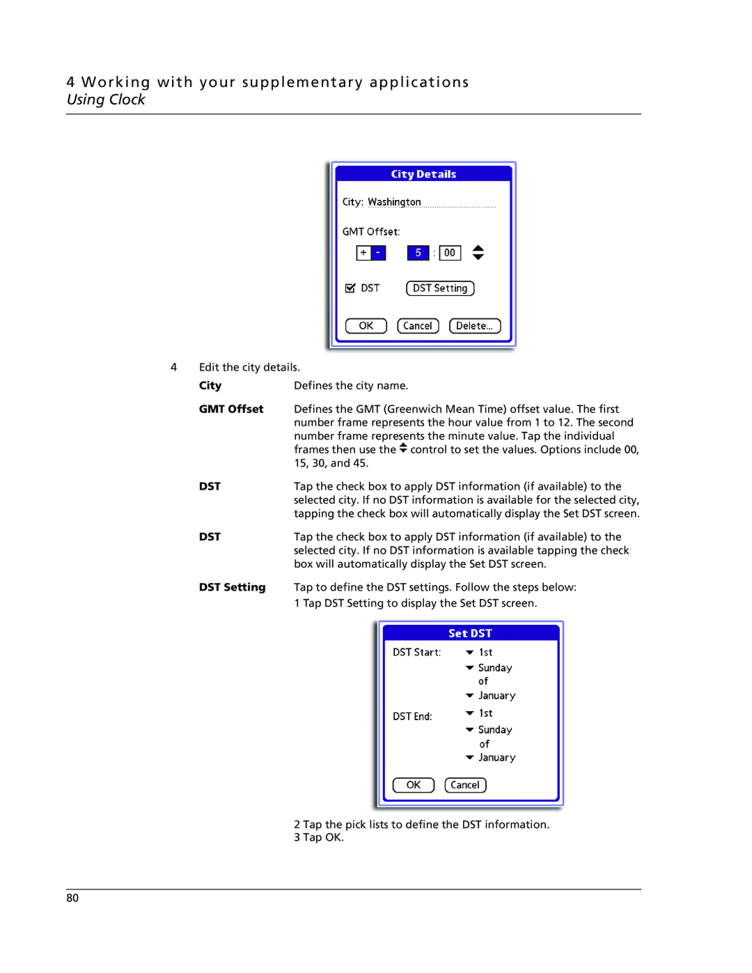 Acer s60, s50 user manual City, GMT Offset, DST Setting 