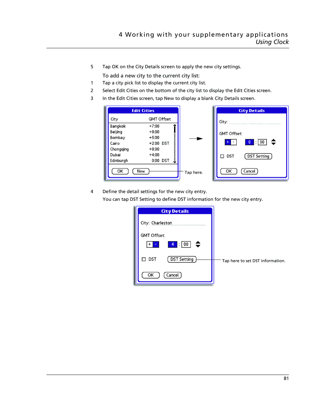 Acer s50, s60 user manual To add a new city to the current city list 