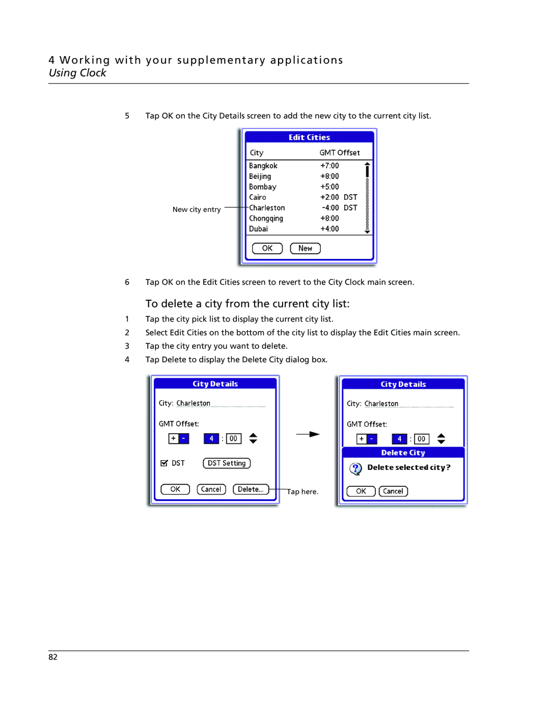 Acer s60, s50 user manual To delete a city from the current city list 