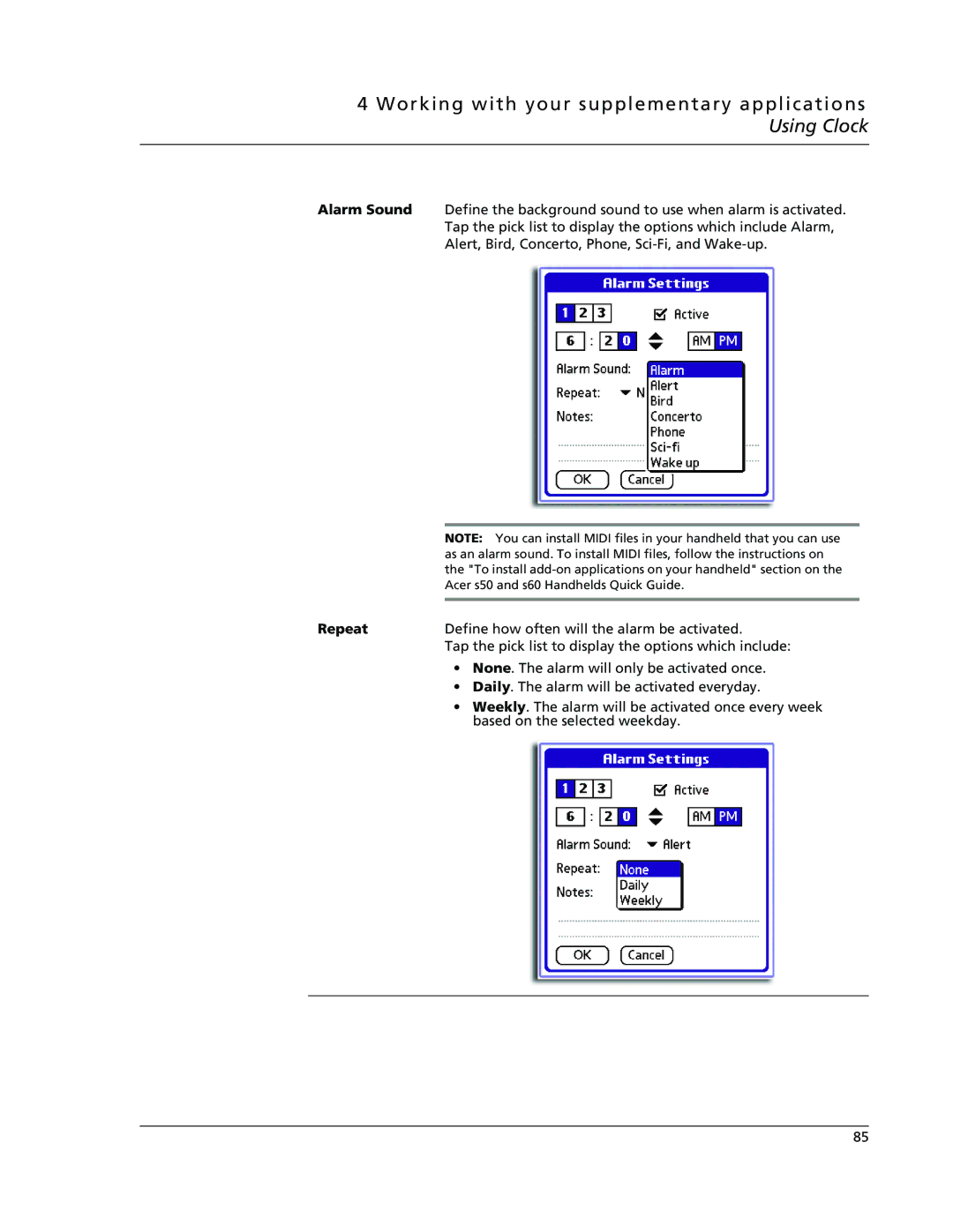 Acer s50, s60 user manual Repeat 