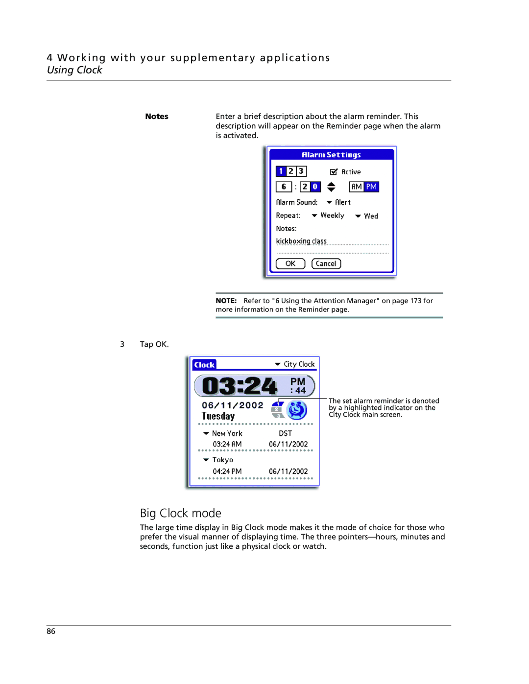 Acer s60, s50 user manual Big Clock mode 