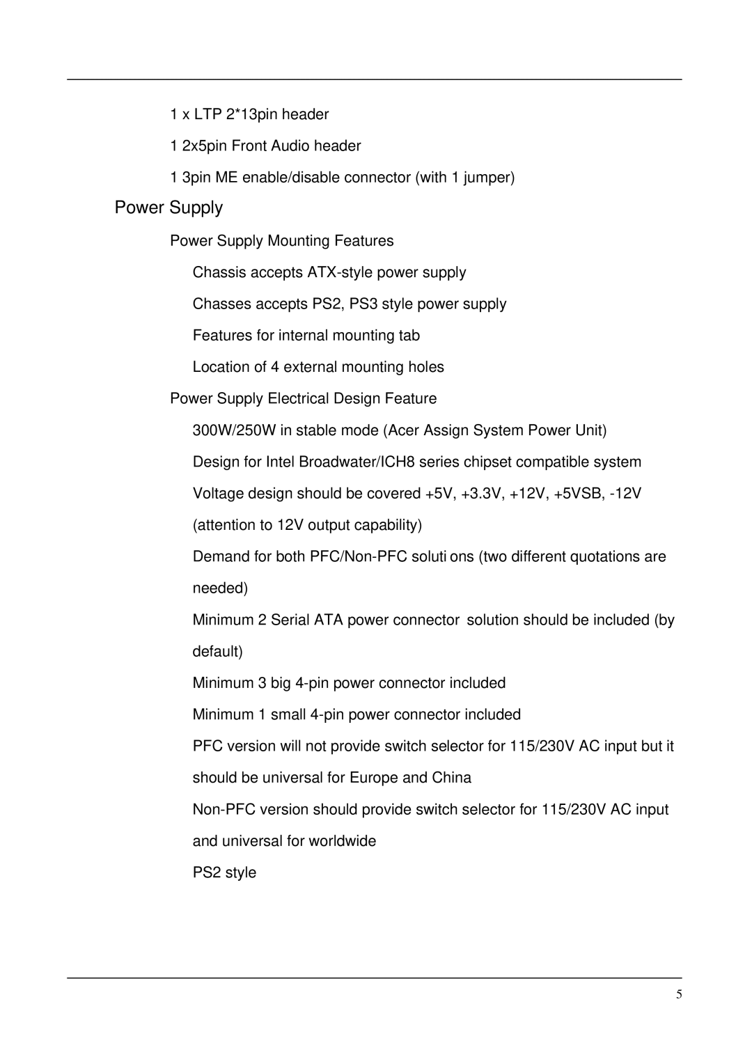 Acer M670G, S670G manual Power Supply 