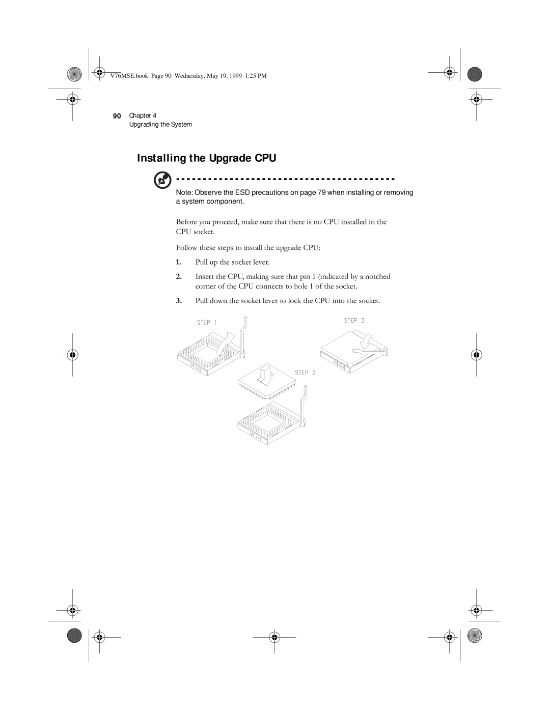 Acer SE manual Installing the Upgrade CPU 